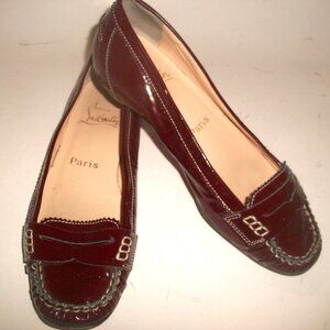 Christian Louboutin Dark Cherry Patent Sweet Sexy Loafer Ballet Flats 6.5M